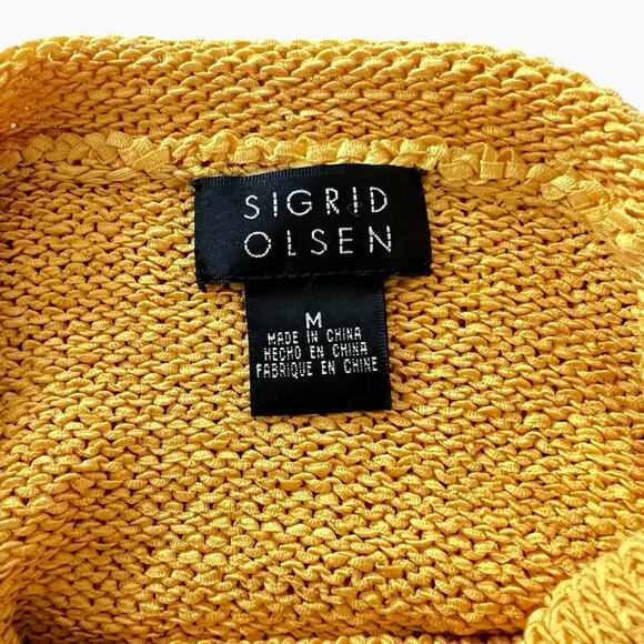 Sigrid Olsen Top Size Medium Silk Blend Knit Sweater Sleeveless Cowl Neck Yellow - Picture 6 of 9